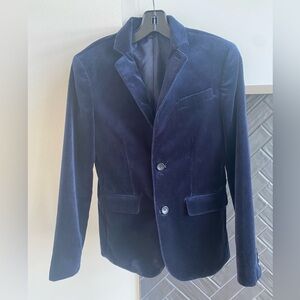 J. Crew Velvet Kids Blazer in Deep Blue